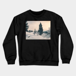 Wintertime - Cabin in Snow-Covered Scandinavian Winter Landscape Crewneck Sweatshirt